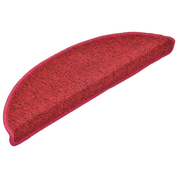 vidaXL Tapis de marches 30 pcs 56x17x3 cm Rouge Semi-circulaire