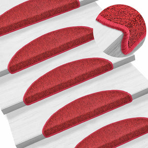 vidaXL Tapis de marches 30 pcs 56x17x3 cm Rouge Semi-circulaire