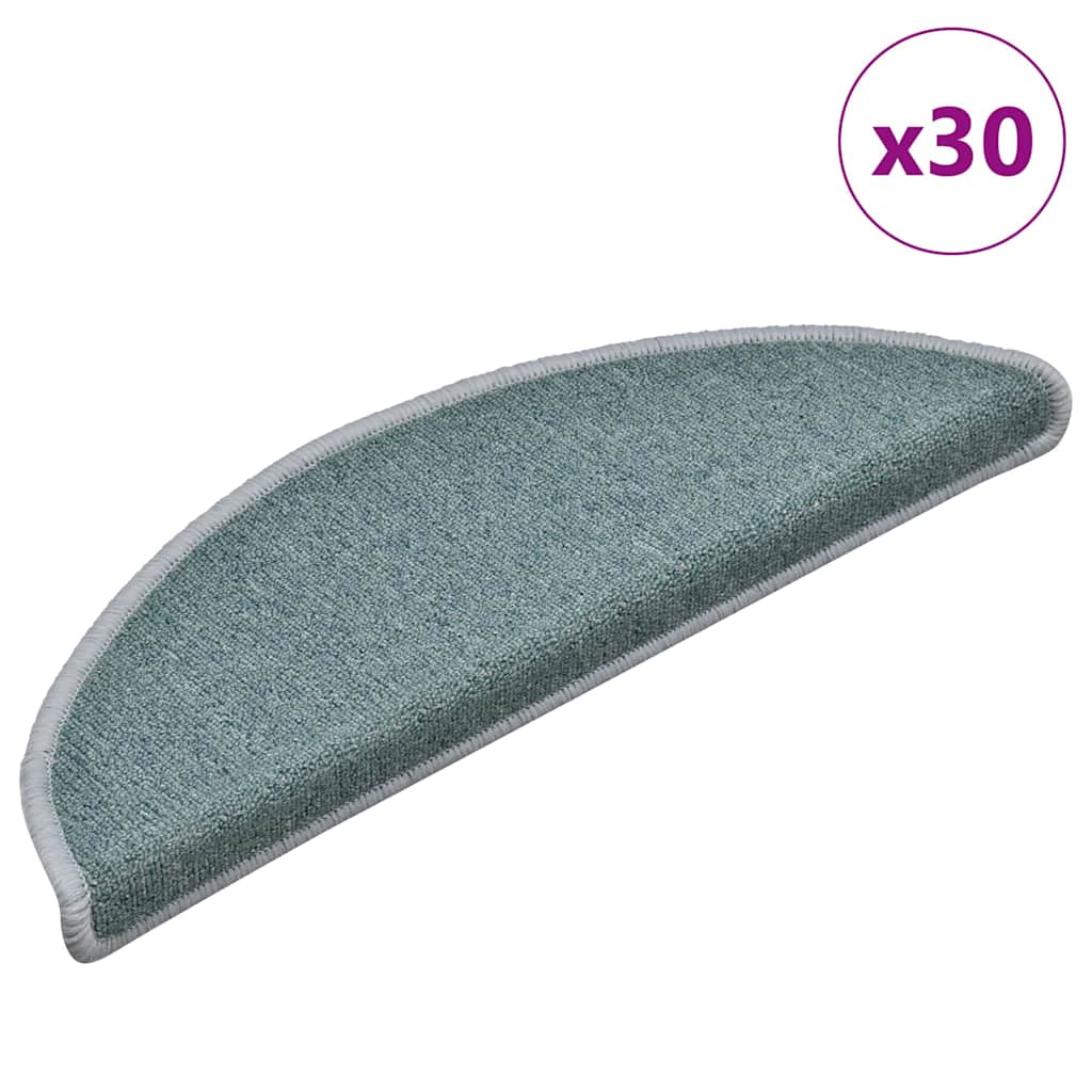 Seeblaue Treppenmatten Halbrund 56x17 cm, 30er Set