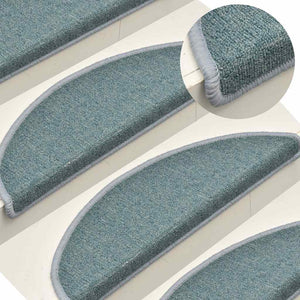 Seeblaue Treppenmatten Halbrund 56x17 cm, 30er Set