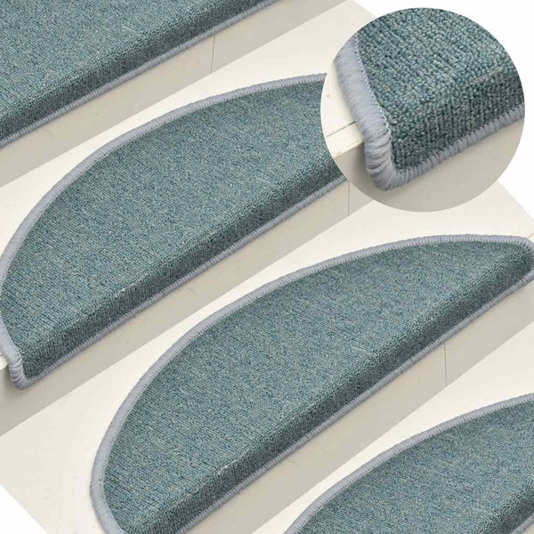 Seeblaue Treppenmatten Halbrund 56x17 cm, 30er Set