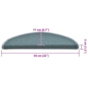 Seeblaue Treppenmatten Halbrund 56x17 cm, 30er Set
