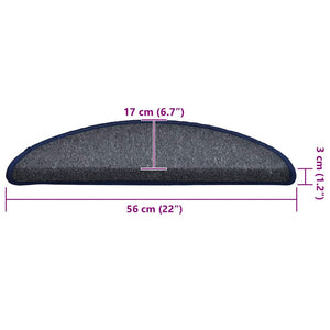 Stufenmatten Halbrund Dunkelgrau/Blau 56x17x3cm, 30er Set