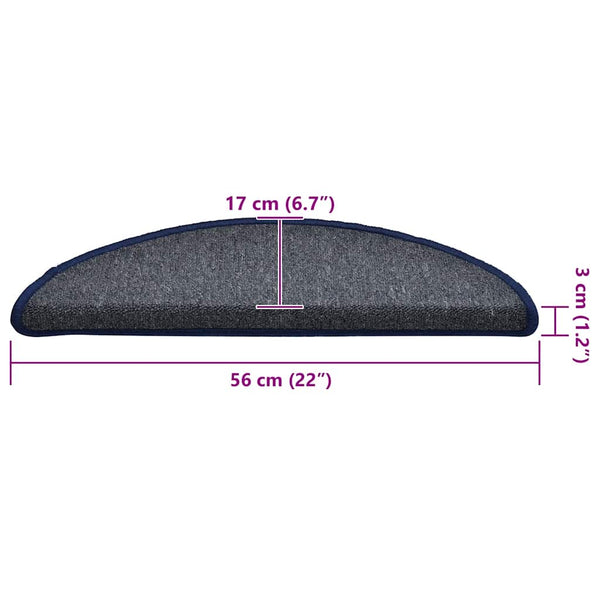 Stufenmatten Halbrund Dunkelgrau/Blau 56x17x3cm, 30er Set