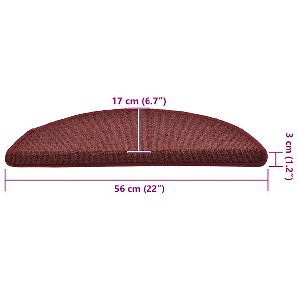 Bordeaux Stufenmatten Halbrund 56x17 cm, 30er Set