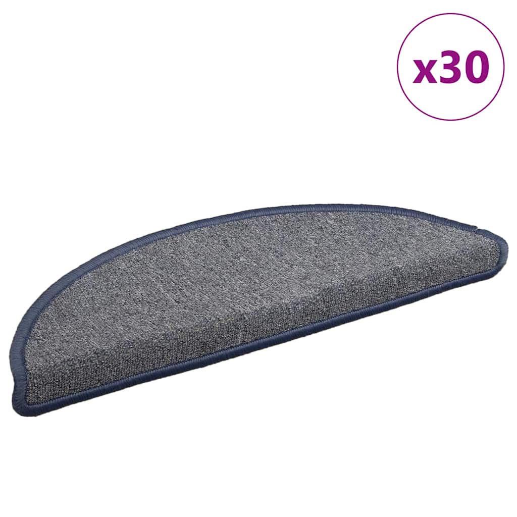 Halbrunde Stufenmatten Hellgrau/Blau, 30er Set