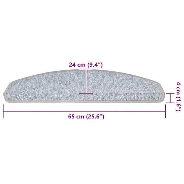 Hellgraue Stufenmatten Halbrund 65x24 cm, 30er Set