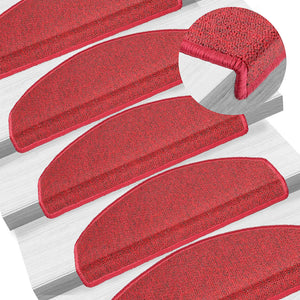 Rote Treppenmatten Halbrund 65x24 cm, 30er Set