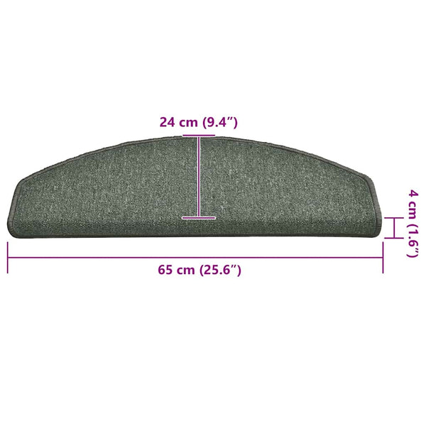 Dunkelgrüne Stufenmatten Halbrund 65x24cm 30er Set