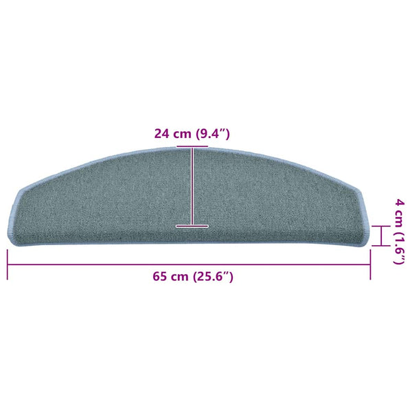 Stufenmatten Seeblau Halbrund 65x24cm, 30er Set