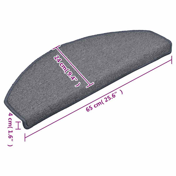 Stufenmatten Halbrund Hellgrau Blau 65x24cm 30er Set