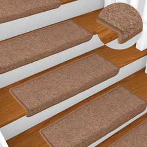 vidaXL Tapis de Marche d'Escalier 30 pcs 65x21x4 cm Marron Bord Rectangulaire