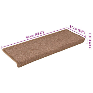 vidaXL Tapis de Marche d'Escalier 30 pcs 65x21x4 cm Marron Bord Rectangulaire