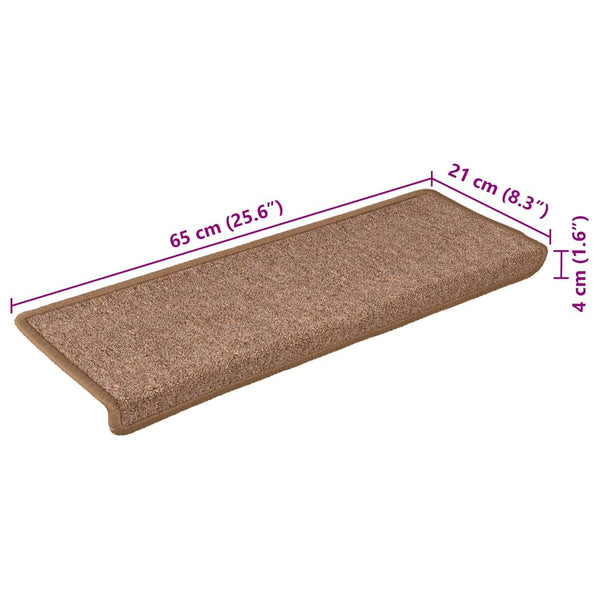 vidaXL Tapis de Marche d'Escalier 30 pcs 65x21x4 cm Marron Bord Rectangulaire
