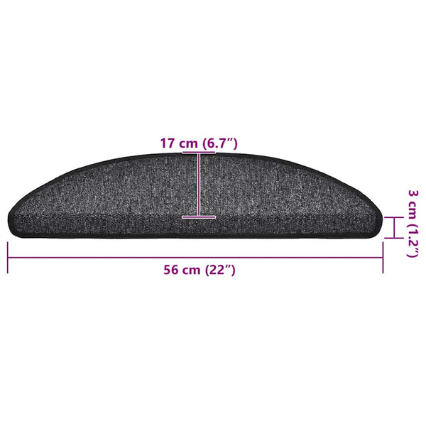 Stufenmatten Halbrund Anthrazit 56x17 cm, 20er Set