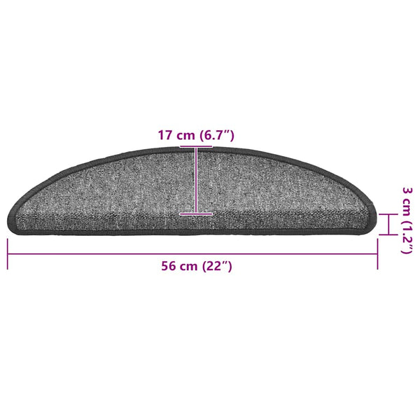 Stufenmatten Halbrund Dunkelgrau 56x17 cm, 20er Set