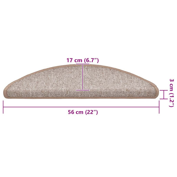 Stufenmatten Halbrund Hellbraun 56x17 cm, 20er Set