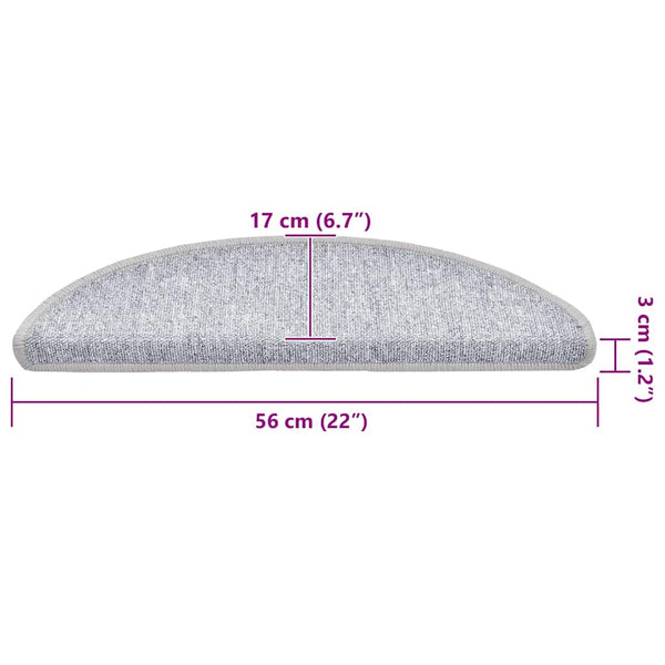 Stufenmatten Halbrund Hellgrau 56x17 cm, 20er Set