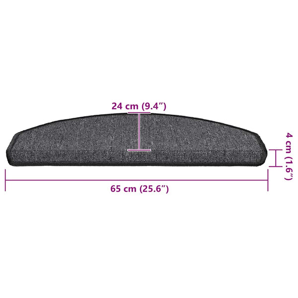 Stufenmatten Anthrazit Halbrund 65x24 cm, 20er Set
