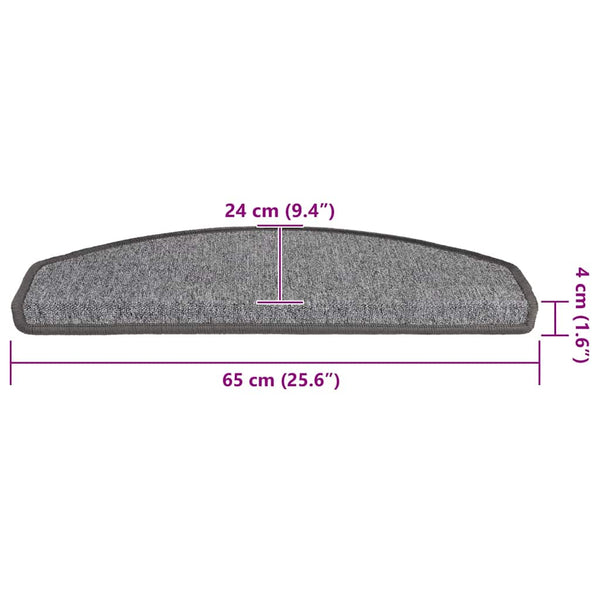 Dunkelgraue Stufenmatten Halbrund 65x24 cm, 20er Set