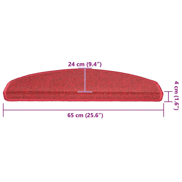 Stufenmatten Rot Halbrund 65x24cm, 20er Set