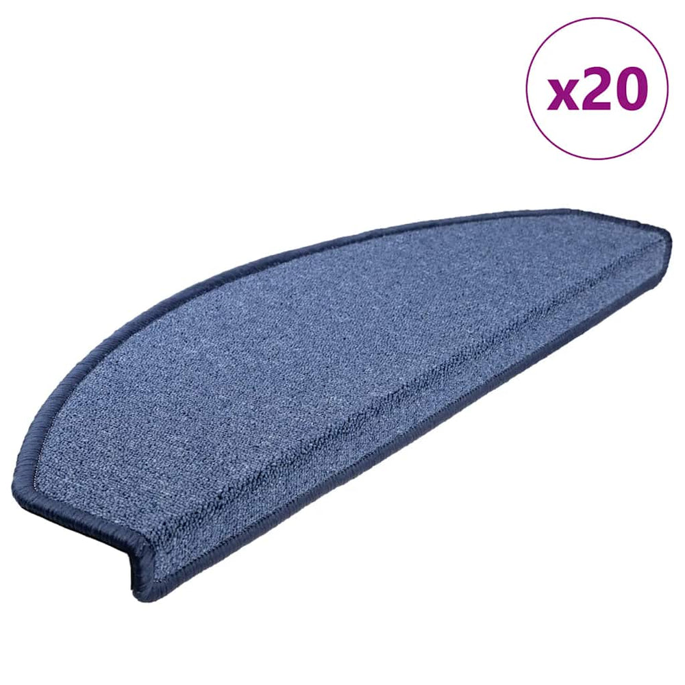 Blaue Treppenmatten Halbrund 65x24 cm, 20er Set