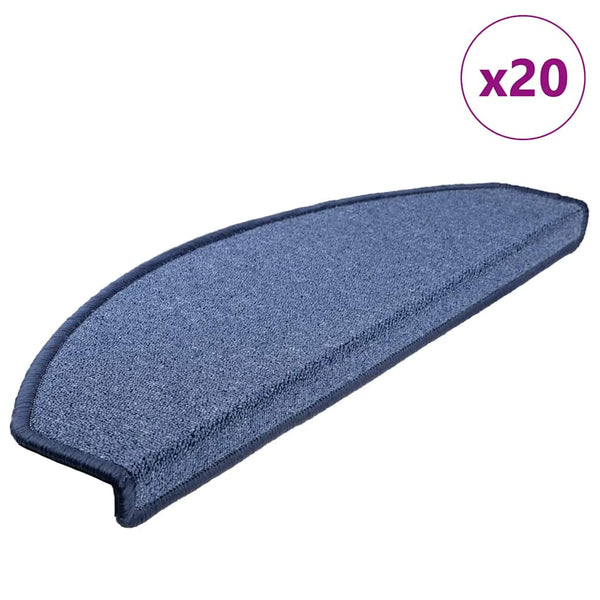 Blaue Treppenmatten Halbrund 65x24 cm, 20er Set