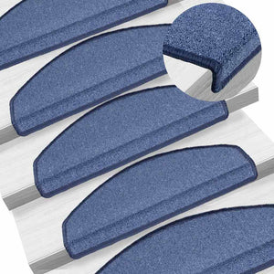 Blaue Treppenmatten Halbrund 65x24 cm, 20er Set