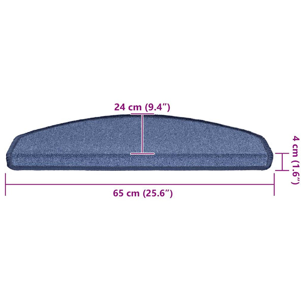 Blaue Treppenmatten Halbrund 65x24 cm, 20er Set