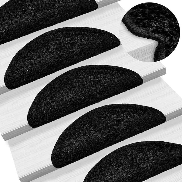 Schwarze Stufenmatten Halbrund 56x17 cm, 30er Set