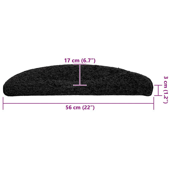 Schwarze Stufenmatten Halbrund 56x17 cm, 30er Set