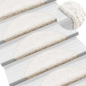 Weiße Treppenmatten Halbrund 56x17 cm, 30er Set
