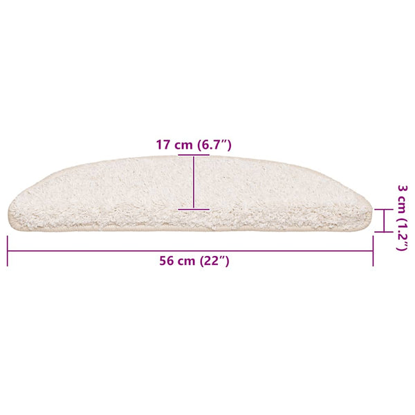 Weiße Treppenmatten Halbrund 56x17 cm, 30er Set