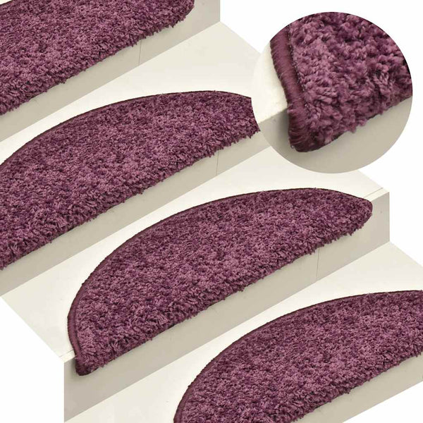 Treppenmatten Dunkelviolett Halbrund 65x21cm 30er Set