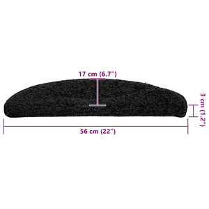 Stufenmatten Halbrund Schwarz 56x17 cm, 20er Set