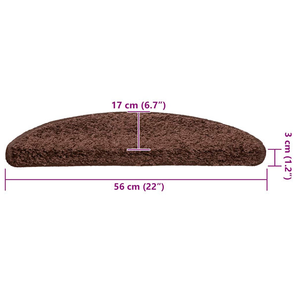 Treppenmatten Braun Halbrund 56x17 cm, 20 Stk.