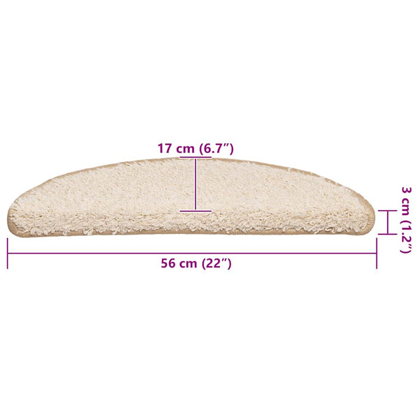 Stufenmatten Creme Halbrund 56x17 cm, 20er Set