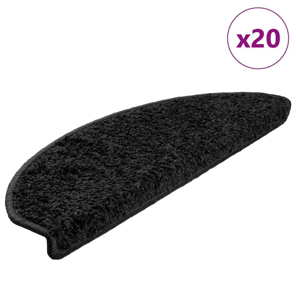 Schwarze Stufenmatten Halbrund 65x21 cm, 20er Set