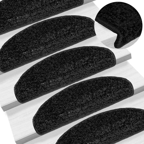 Schwarze Stufenmatten Halbrund 65x21 cm, 20er Set