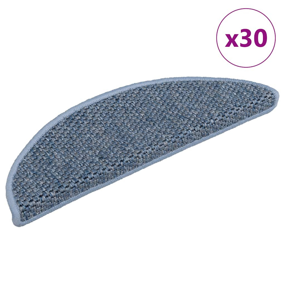 Selbstklebende Stufenmatten Sisal-Optik Blau, 30er Set