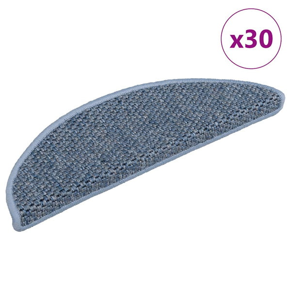 Selbstklebende Stufenmatten Sisal-Optik Blau, 30er Set