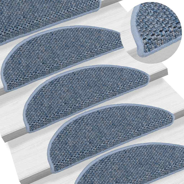 Selbstklebende Stufenmatten Sisal-Optik Blau, 30er Set