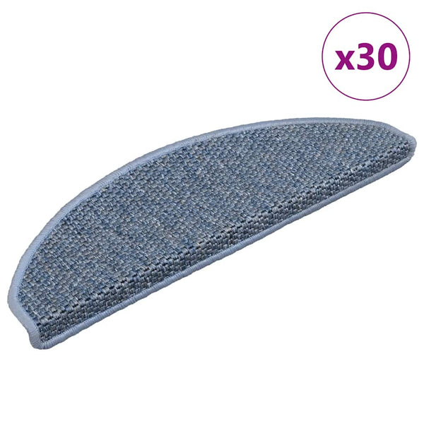 Selbstklebende Stufenmatten Sisal-Optik, 30er-Set, Blau