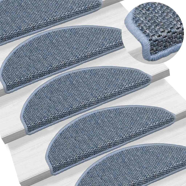 Selbstklebende Stufenmatten Sisal-Optik, 30er-Set, Blau