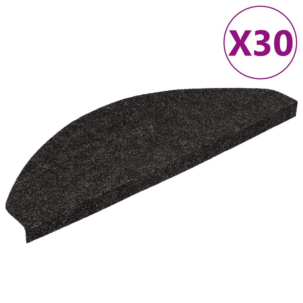 Selbstklebende Stufenmatten, 30 Stk. Schwarz 56x17 cm