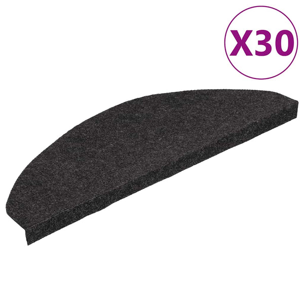 Selbstklebende Stufenmatten, 30 Stk, Schwarz 65x22,5 cm