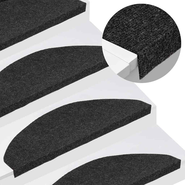 Selbstklebende Stufenmatten, 30 Stk, Schwarz 65x22,5 cm