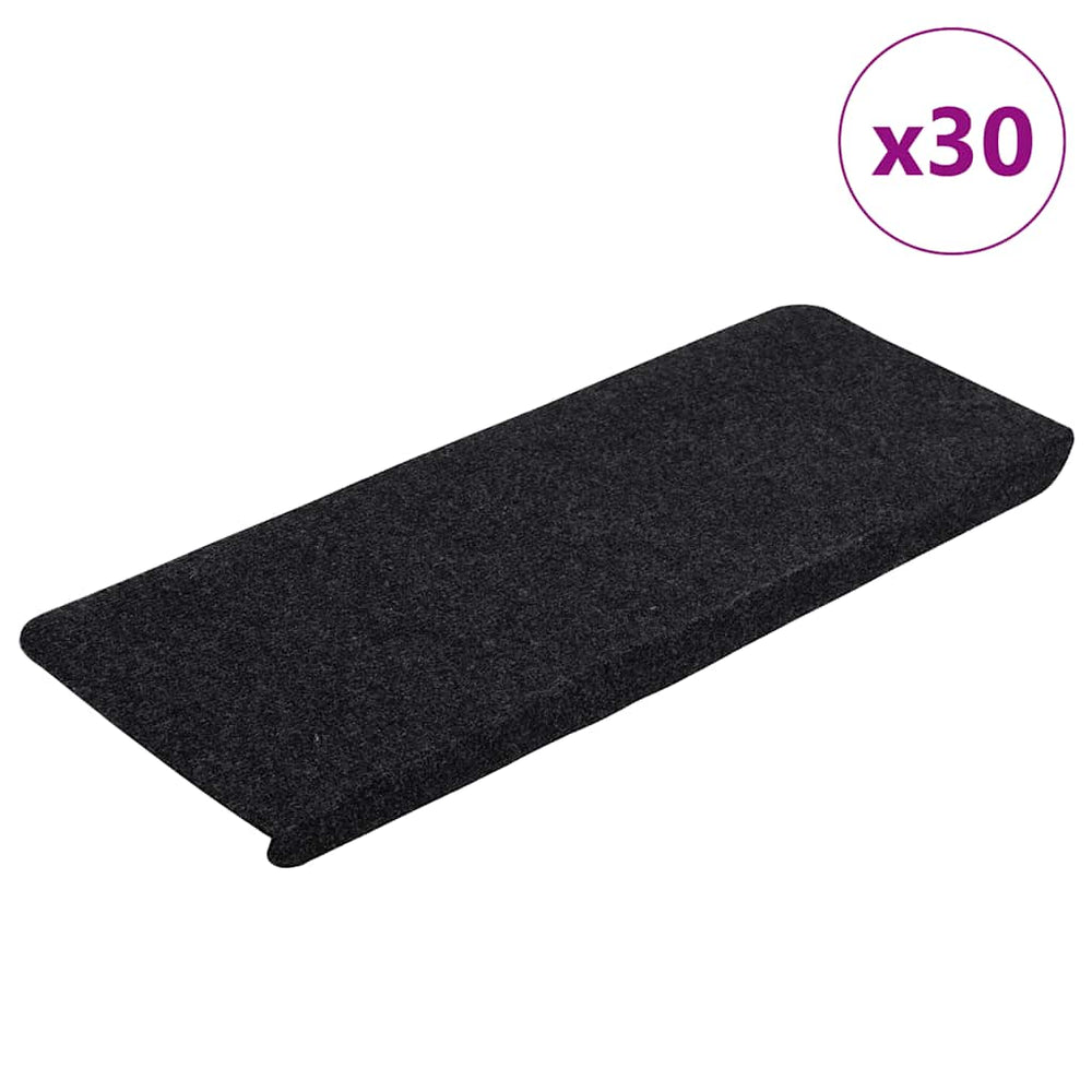 Selbstklebende Stufenmatten, 30 Stk, Schwarz, 65x24,5 cm