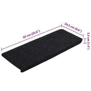 Selbstklebende Stufenmatten, 30 Stk, Schwarz, 65x24,5 cm