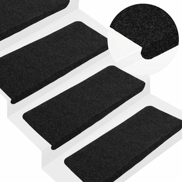 Selbstklebende Stufenmatten, 30 Stk, Schwarz, 65x24,5 cm